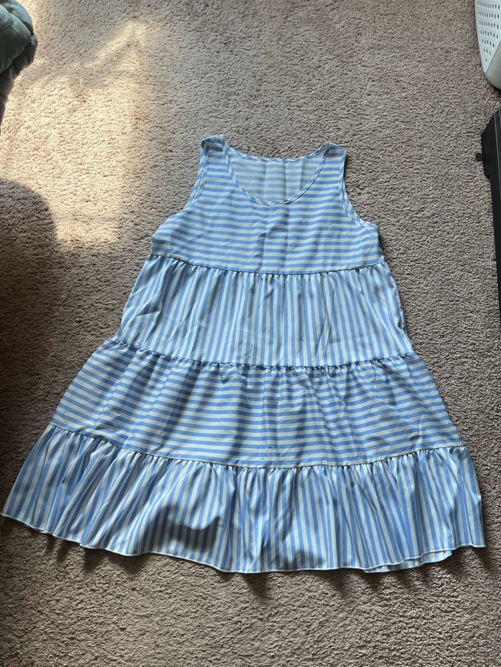 Blue Striped Tiered Dress